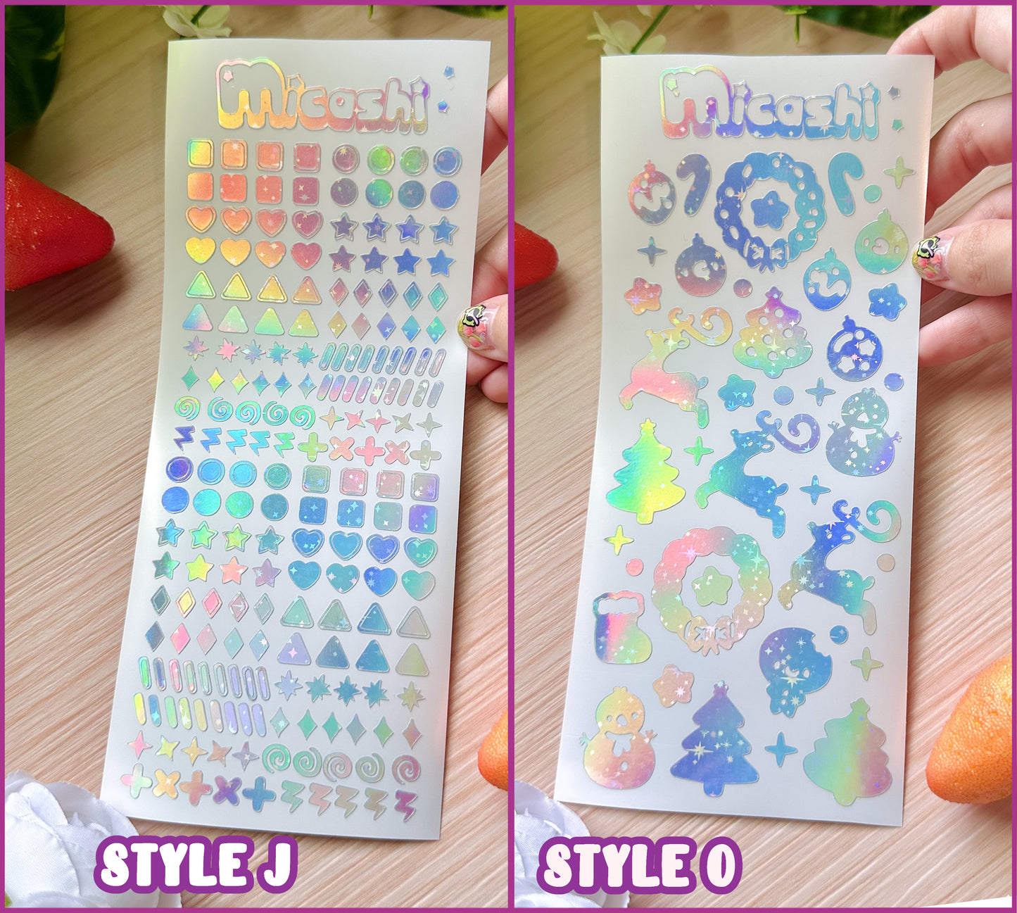 Deco Holographic Stickers Sheet (16 Styles options)