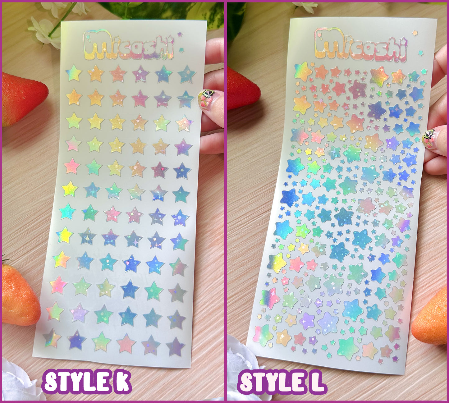 Deco Holographic Stickers Sheet (16 Styles options)