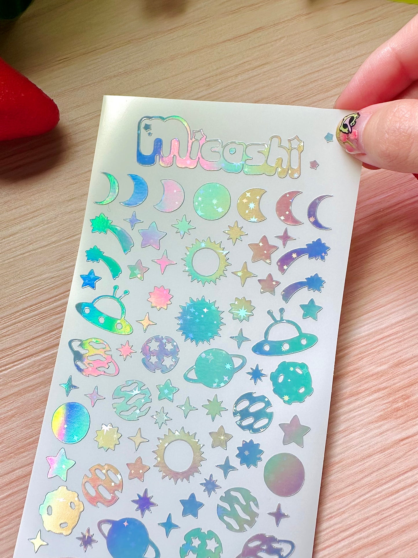 Space Universe Holographic stickers sheet