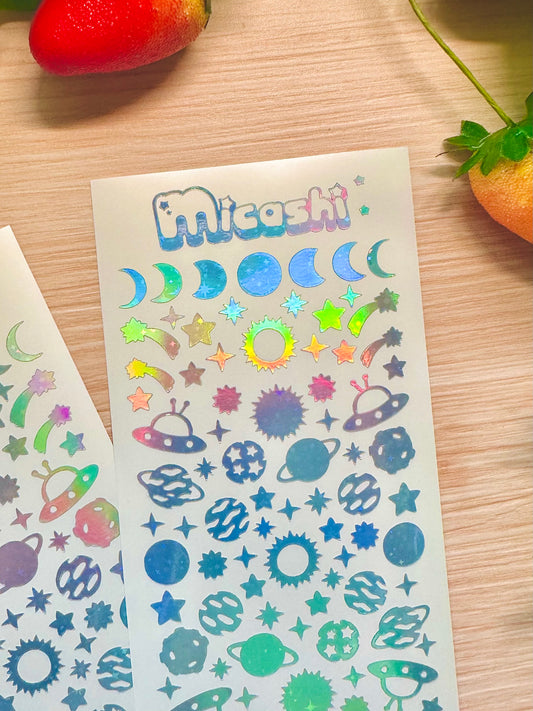Space Universe Holographic stickers sheet