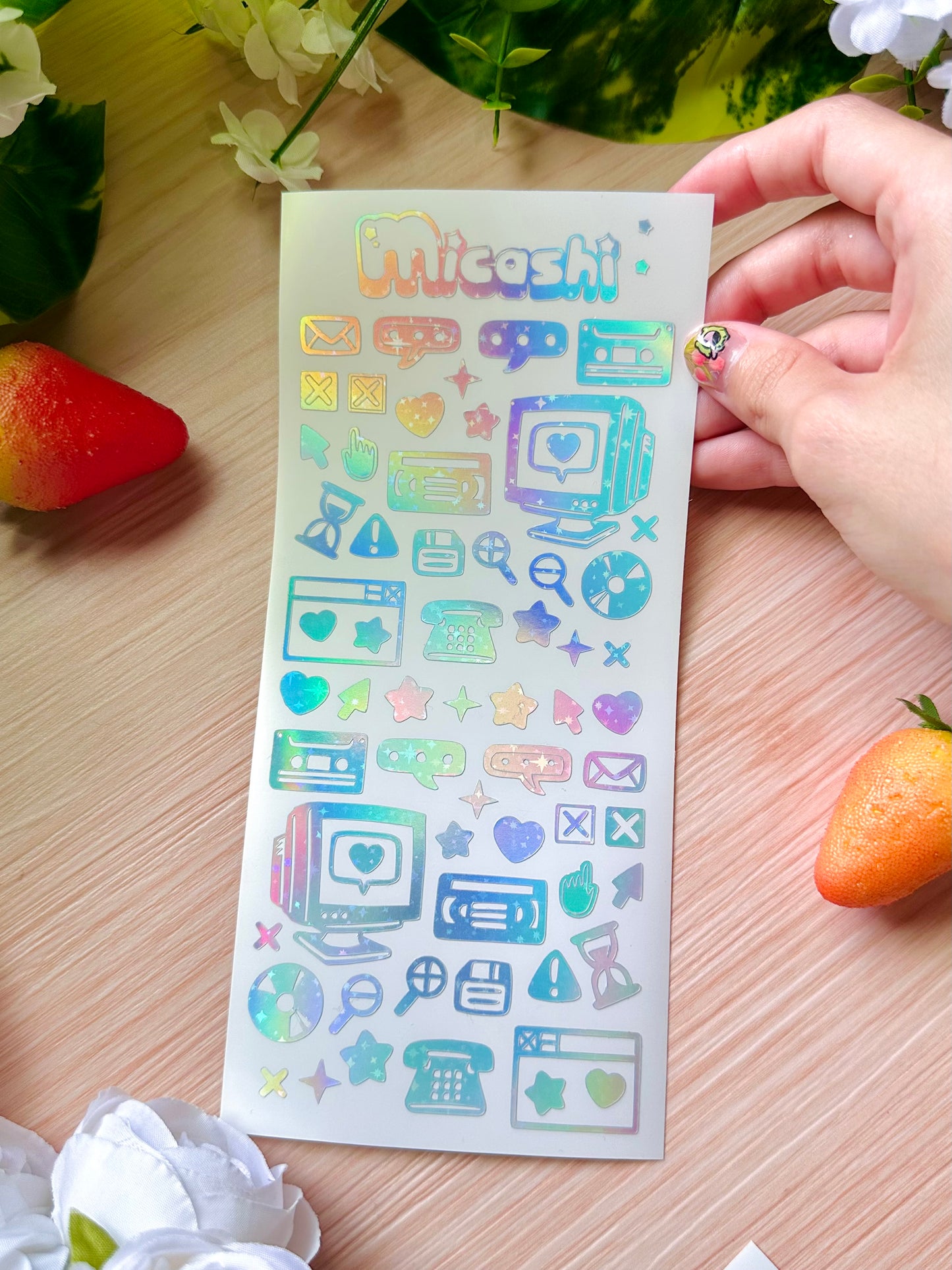 Retro Tecno Holographic stickers sheet