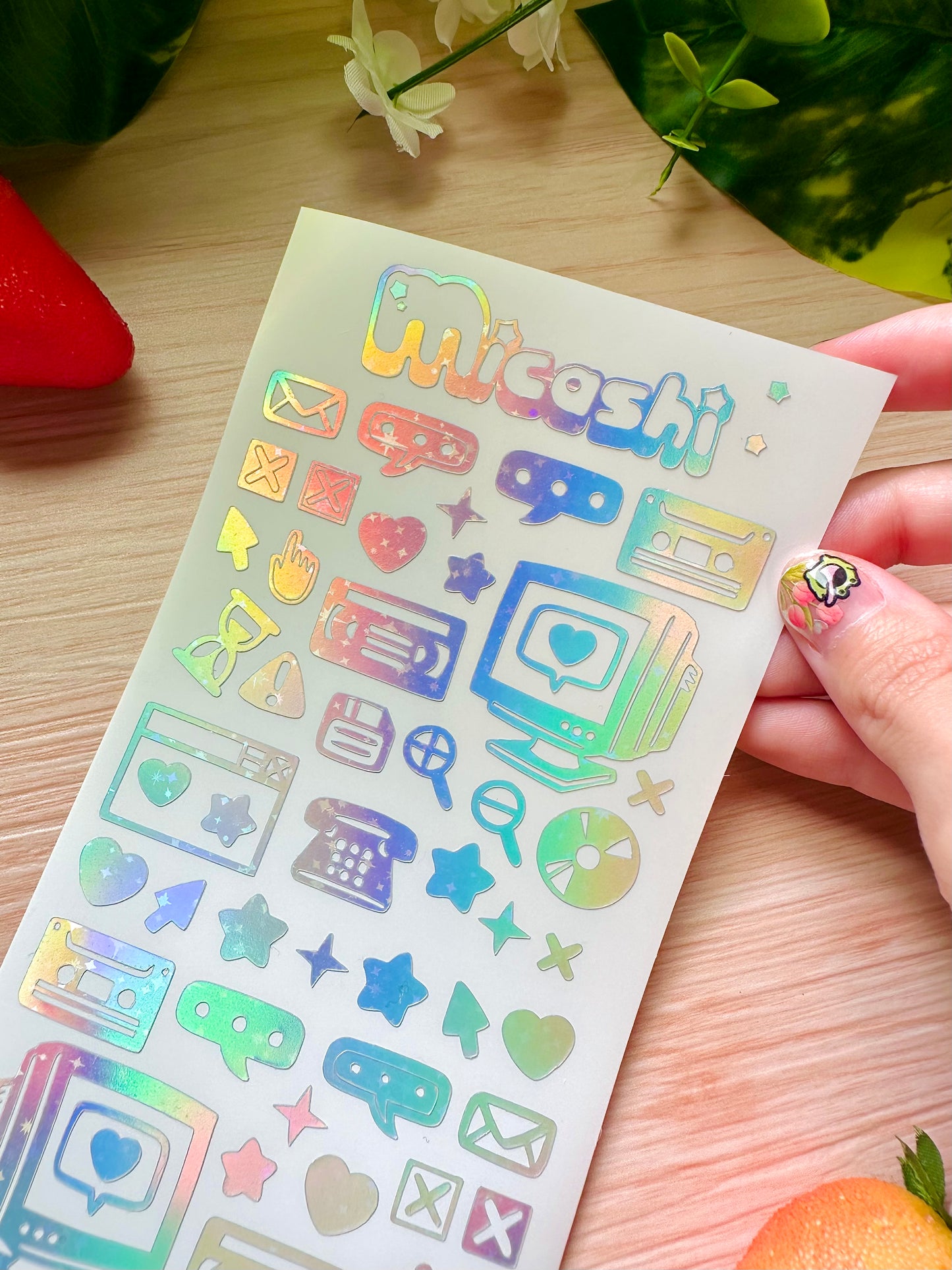 Retro Tecno Holographic stickers sheet