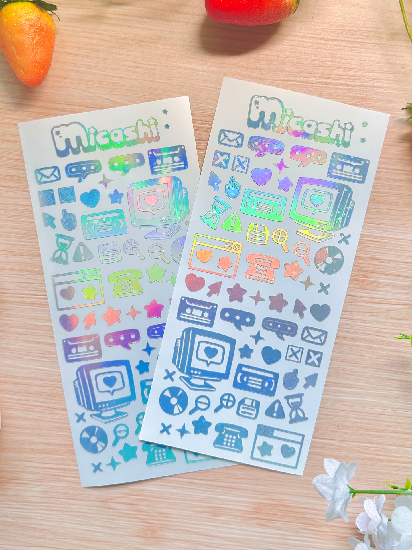 Retro Tecno Holographic stickers sheet