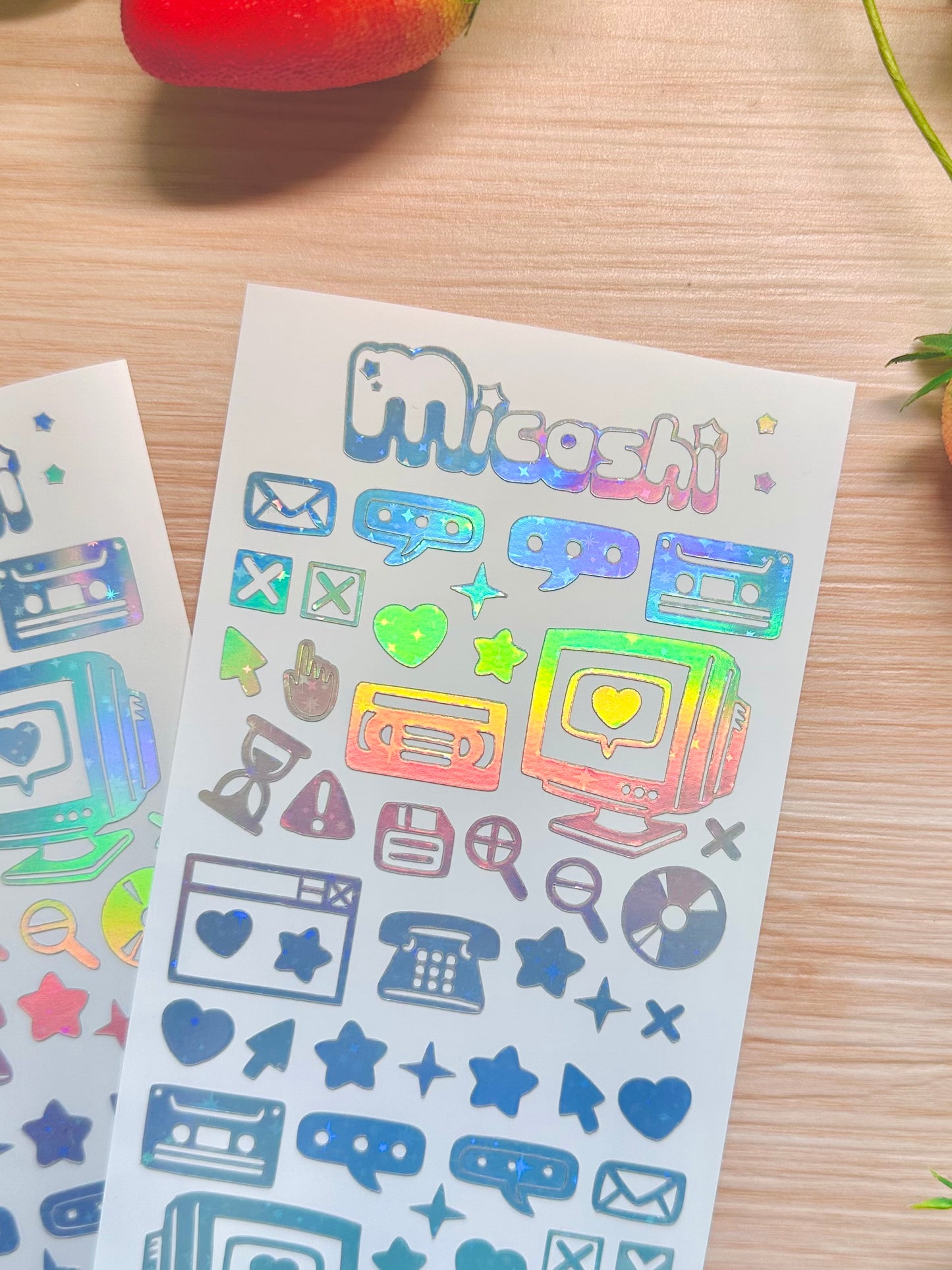 Retro Tecno Holographic stickers sheet