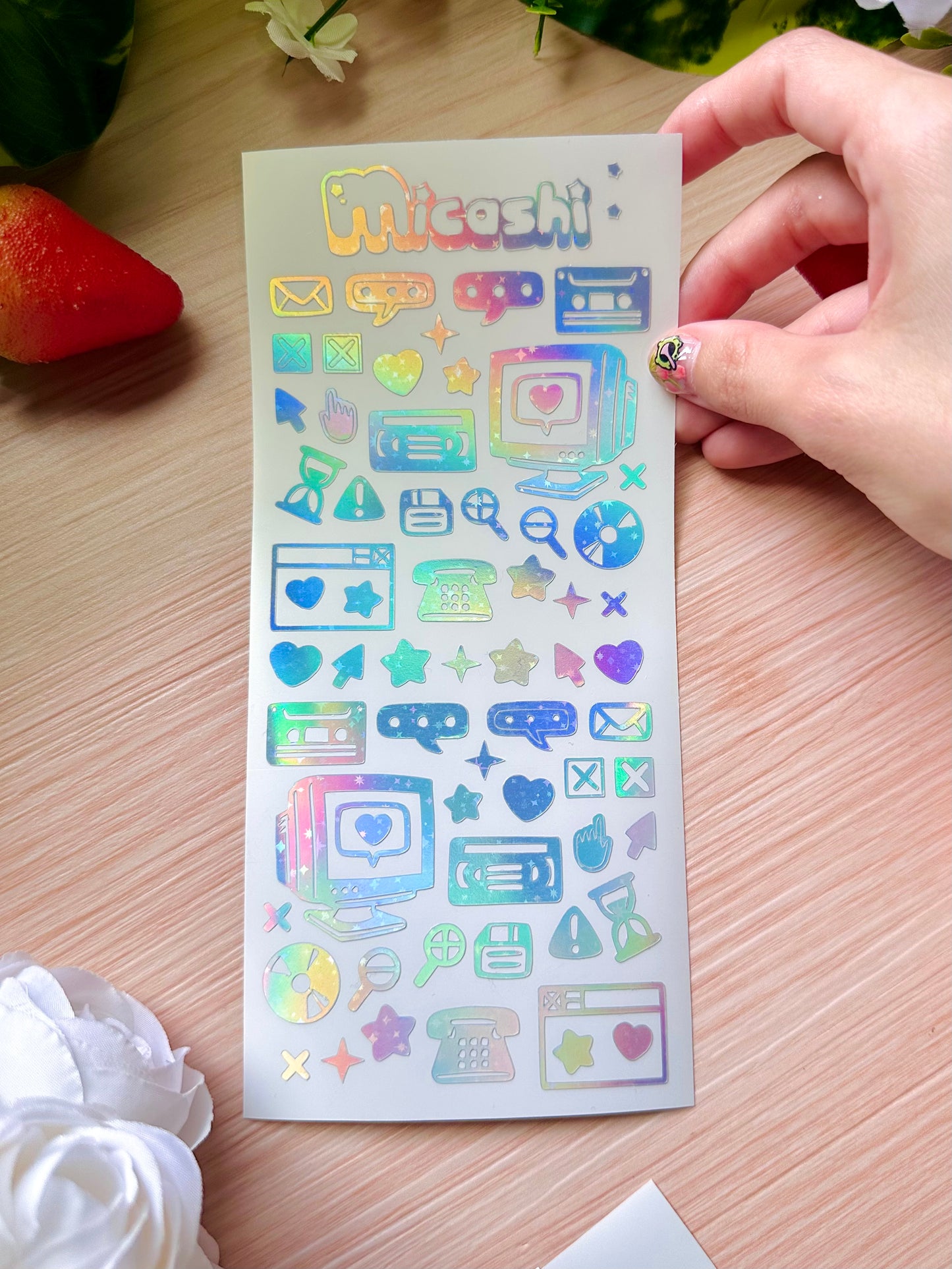 Retro Tecno Holographic stickers sheet
