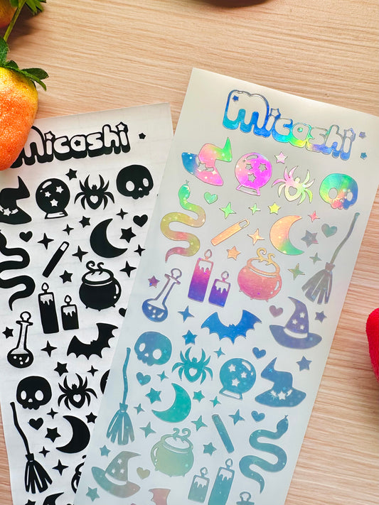 Spooky Magic Wtich Holographic Stickers Sheet