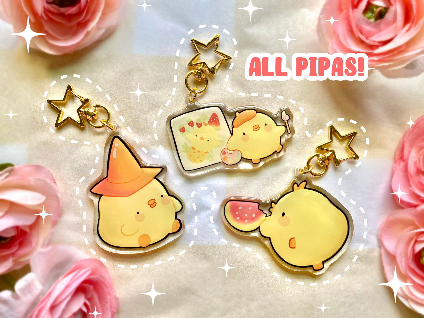 La Pipa Keychains! - Acrylic epoxy Cute chick charms