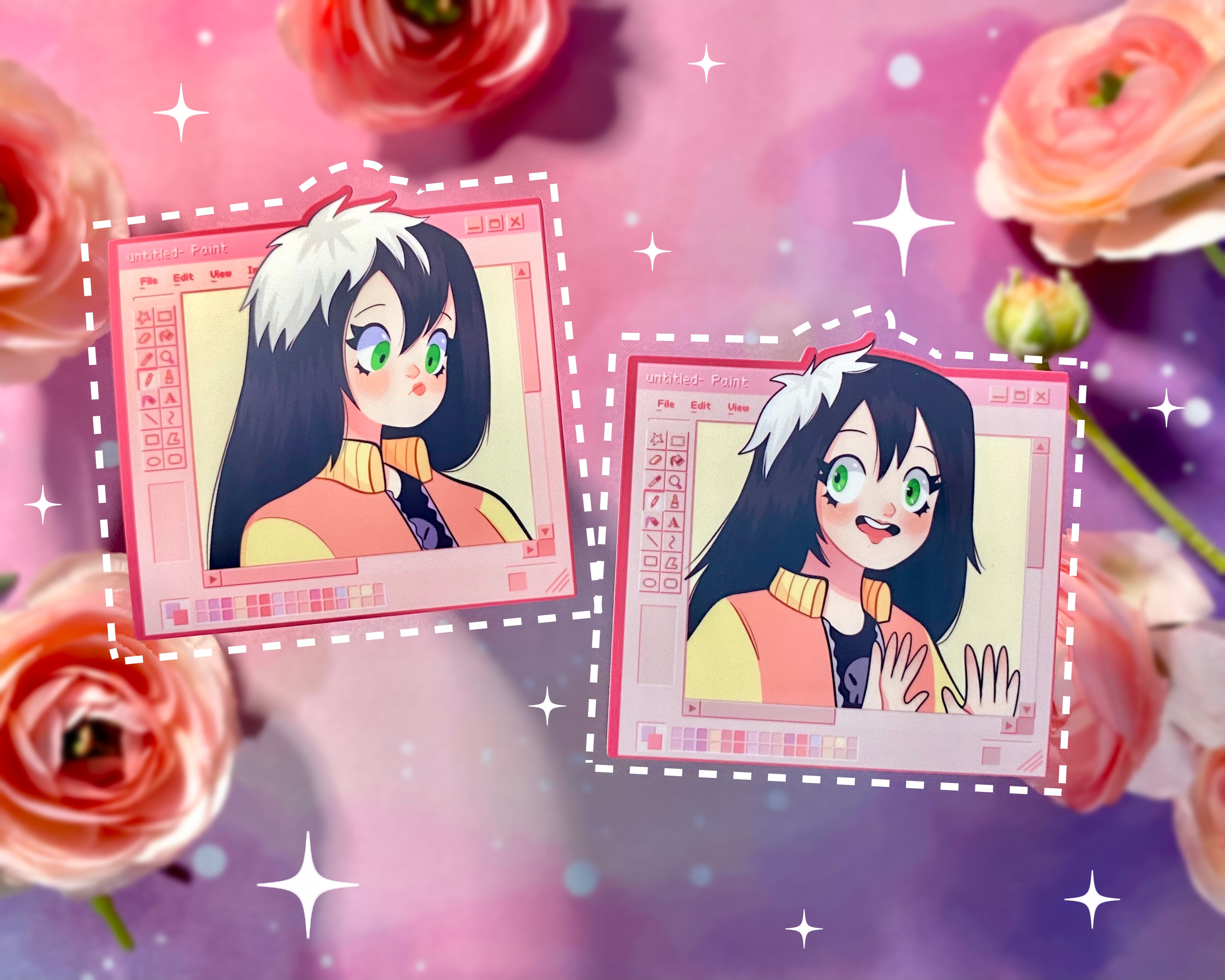 Woman On Computer Sticker Cute computer girl Stickers Duo! – Micashi Store