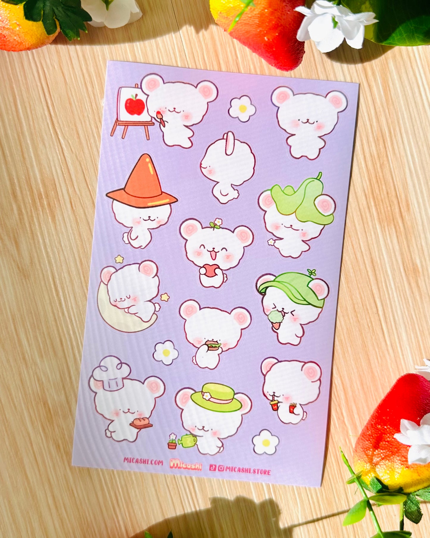 Cute Bear Vinyl Sticker sheet!! 🐻