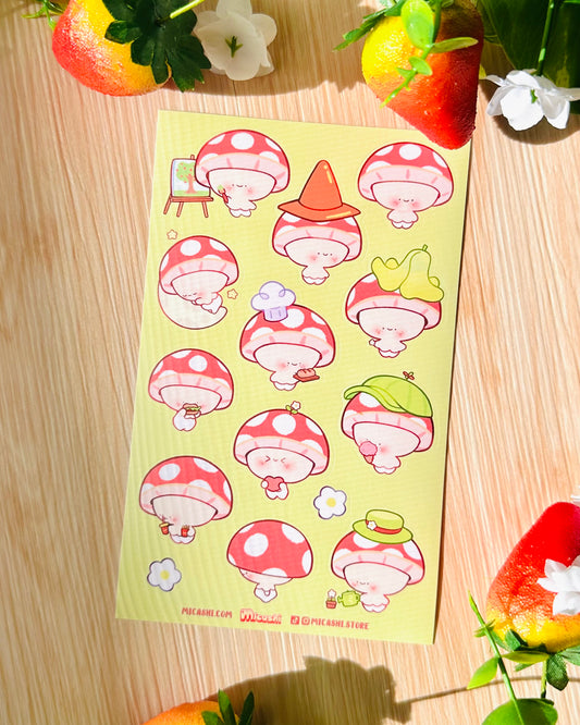 Cute Mushroom 🍄 Vinyl Sticker sheet!!
