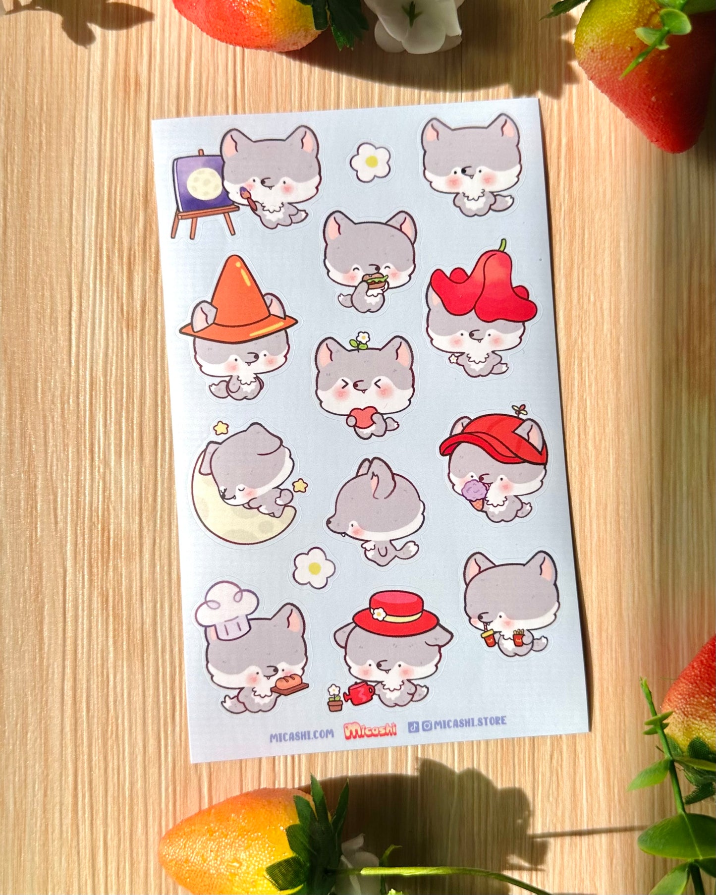 Cute Wolf 🐺 Vinyl Sticker sheet!!