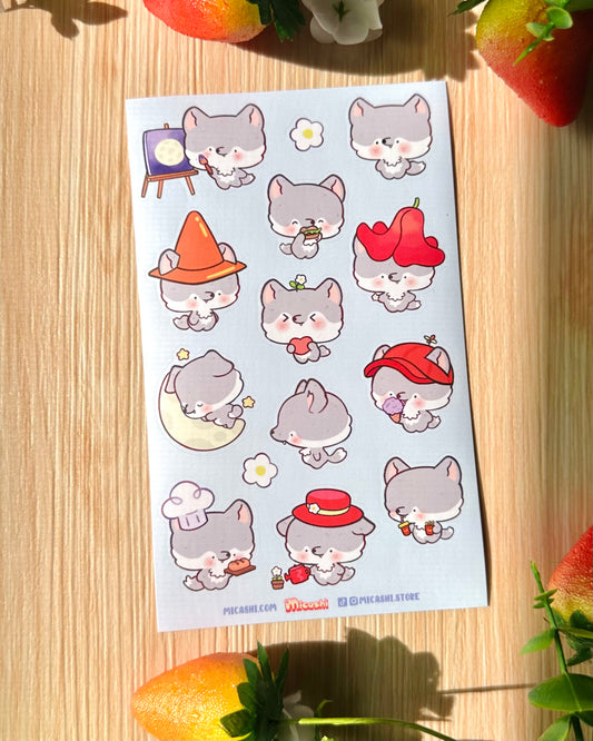 Cute Wolf 🐺 Vinyl Sticker sheet!!