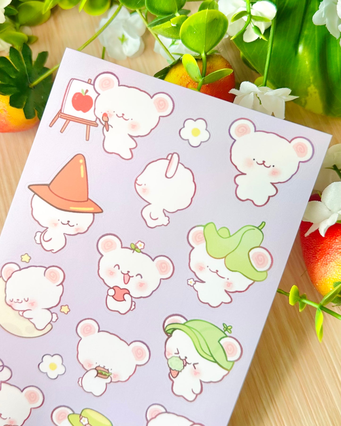 Cute Bear Vinyl Sticker sheet!! 🐻