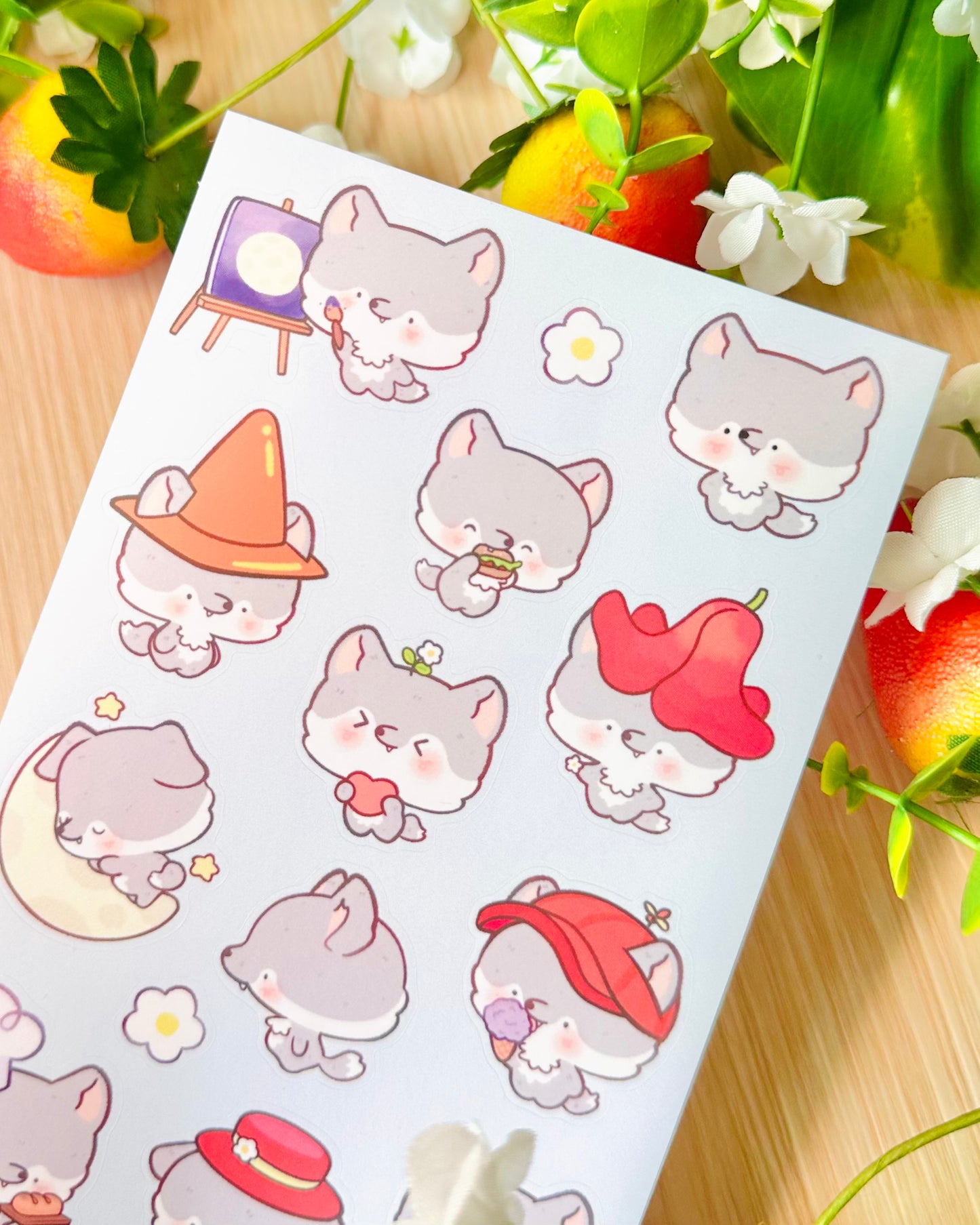 Cute Wolf 🐺 Vinyl Sticker sheet!!