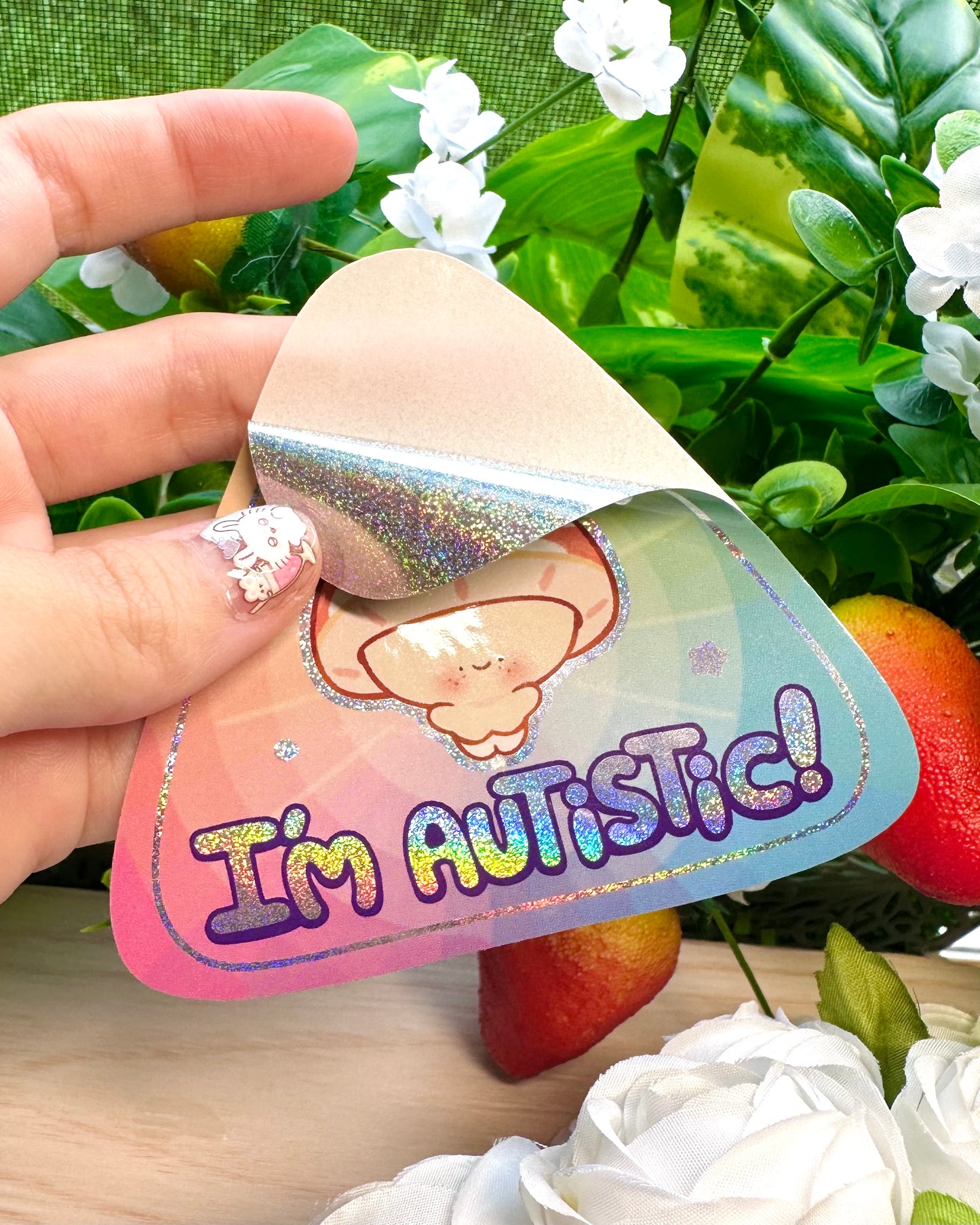 Beware! I'm Autistic! Vinyl sticker - Glitter Dots Holographic
