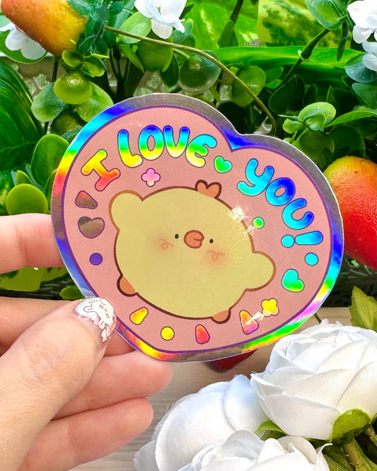 Pipa - I Love You ! - Holographic vinyl Sticker