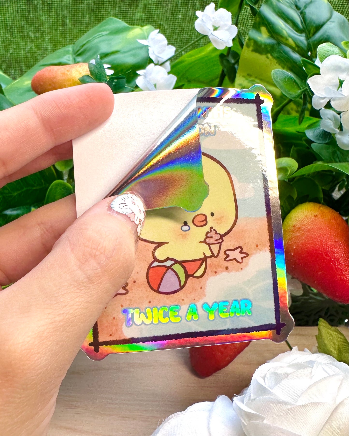 I need 6 months of vacations ... twice a year - Funny long Pipa vinyl holographic Sticker