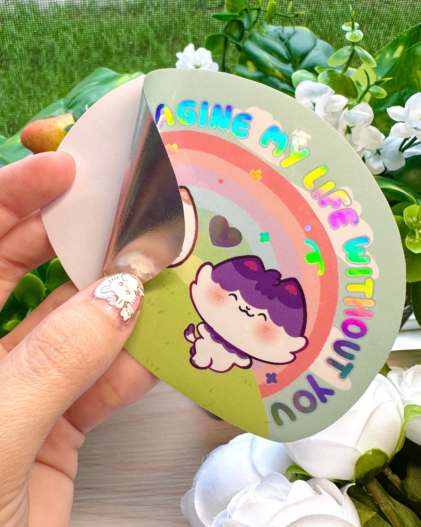 I can't imagine my life without you - Cute  kittens Holographic vinyl Sticker