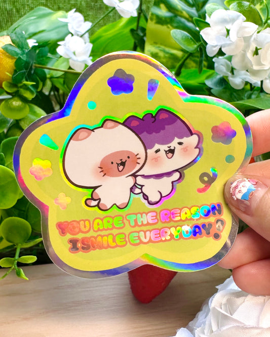 You are the reason I smile everyday! remake - Cute holo kittens Sticker