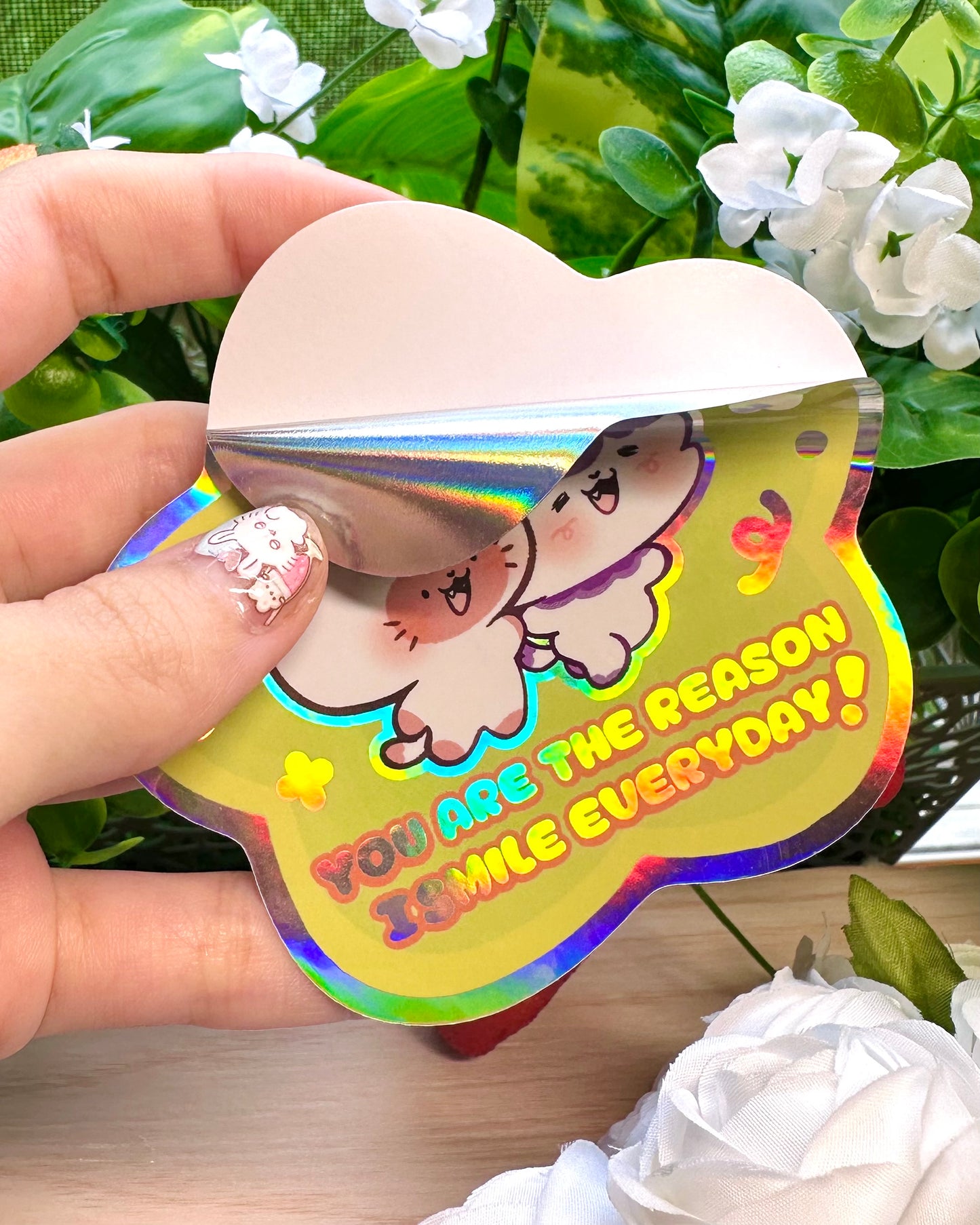 You are the reason I smile everyday! remake - Cute holo kittens Sticker