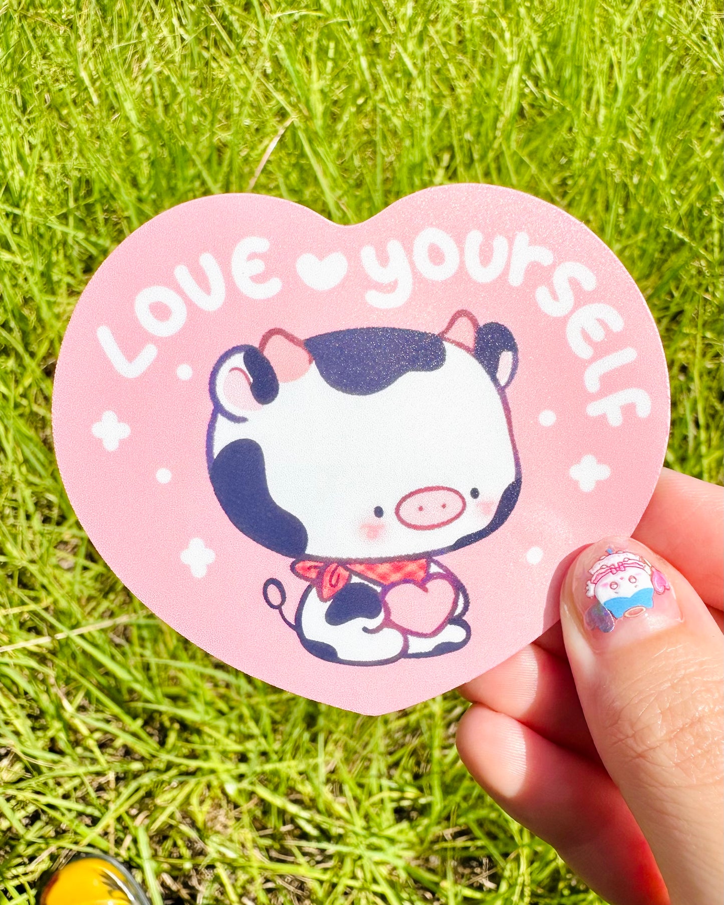 Cute Cow - Love Yourself - Vinyl Semi gloss Sticker