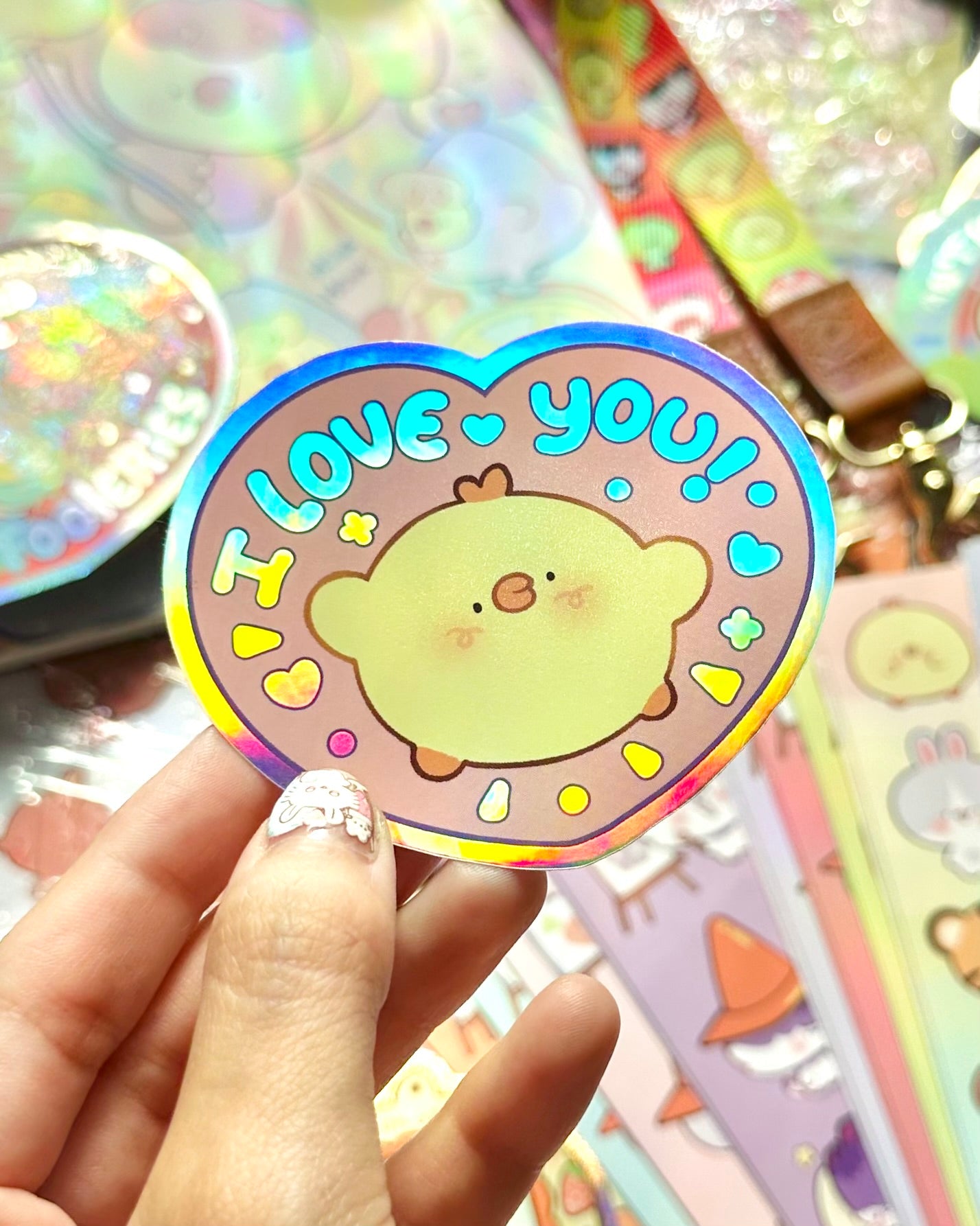 Pipa - I Love You ! - Holographic vinyl Sticker