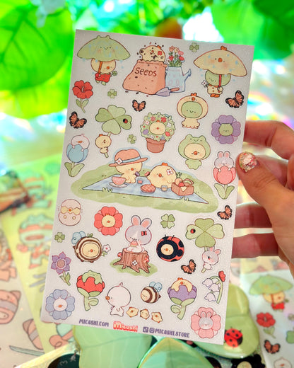 Spring Pals 🌼 Vinyl Sticker Sheet 🐝