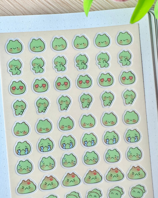 Frog Poki Clear vinyl Sticker sheet! - cute kawaii stickers