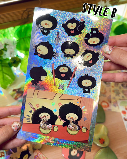 Ninja Pipas ! 🥷 Holographic vinyl sticker sheets