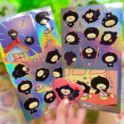 Ninja Pipas ! 🥷 Holographic vinyl sticker sheets