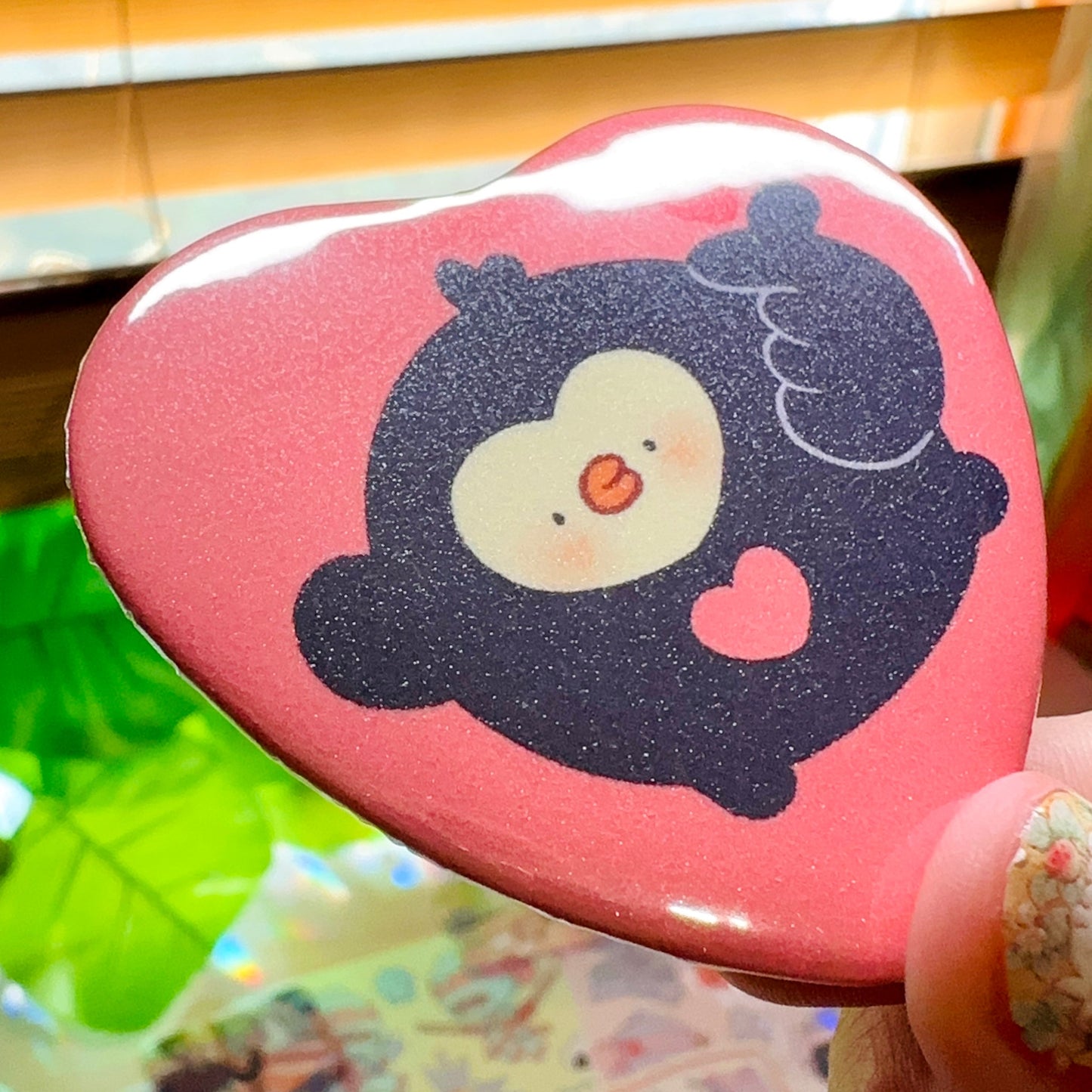 Ninja Pipa Button Pin ! 🥷 Heart Shaped