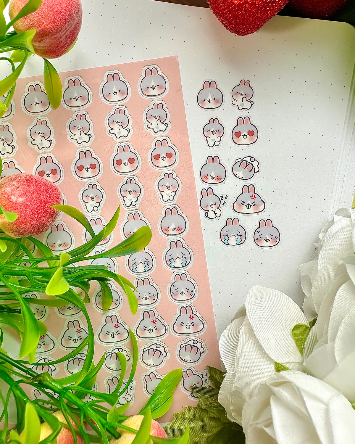 Bunny Pipin Clear vinyl Sticker sheet! - cute kawaii stickers