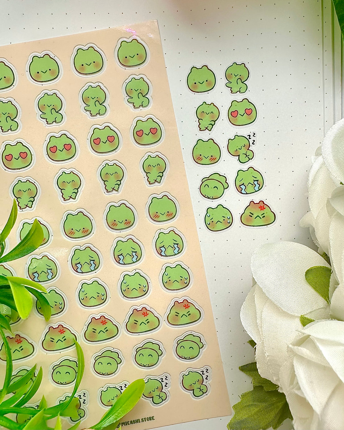 Frog Poki Clear vinyl Sticker sheet! - cute kawaii stickers