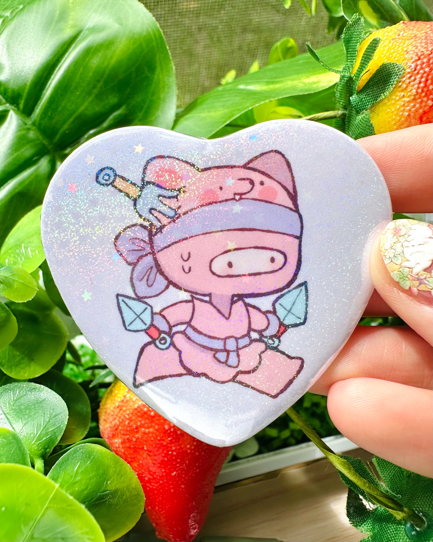 Chibi Ninjas Button Pins ! 🥷 Heart Shaped