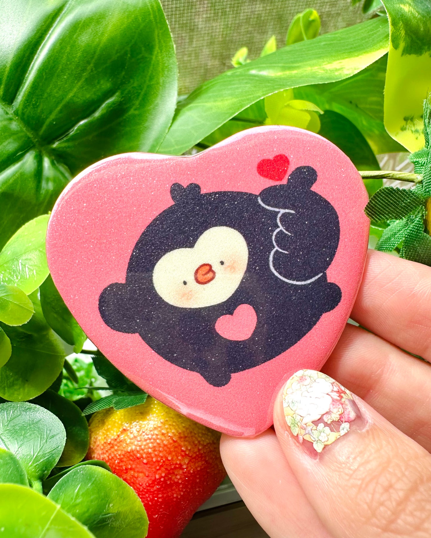 Ninja Pipa Button Pin ! 🥷 Heart Shaped