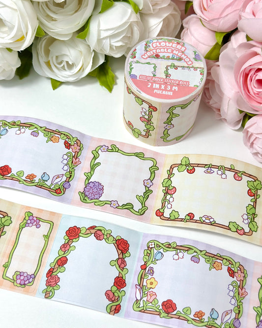 Flowers Memo Writable Tape Sticker Roll