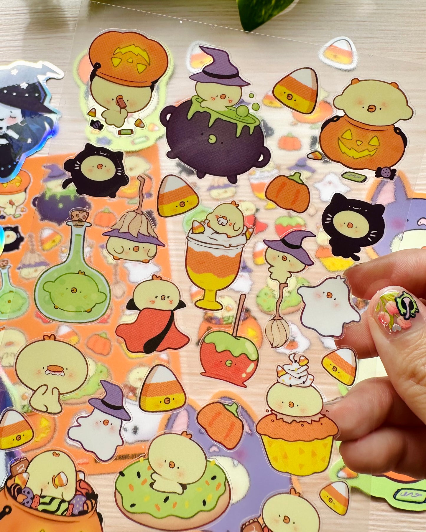Spooky Pipa Clear vinyl Sticker sheet! - Halloween cute kawaii stickers