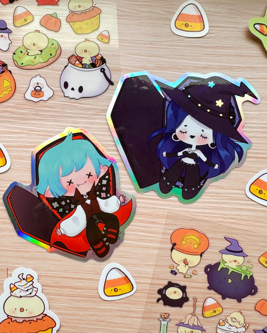 Vampire and Witch Stickers - Halloween stickers