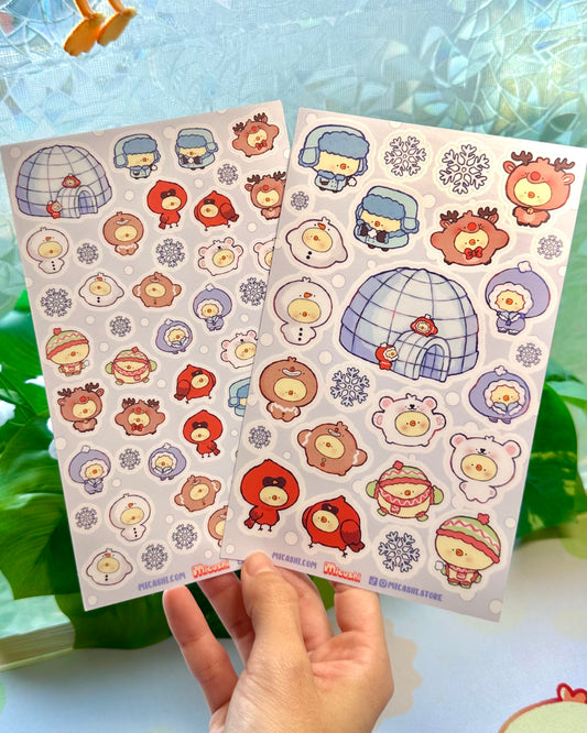 Winter Pipas Vinyl Sticker Sheet❄️