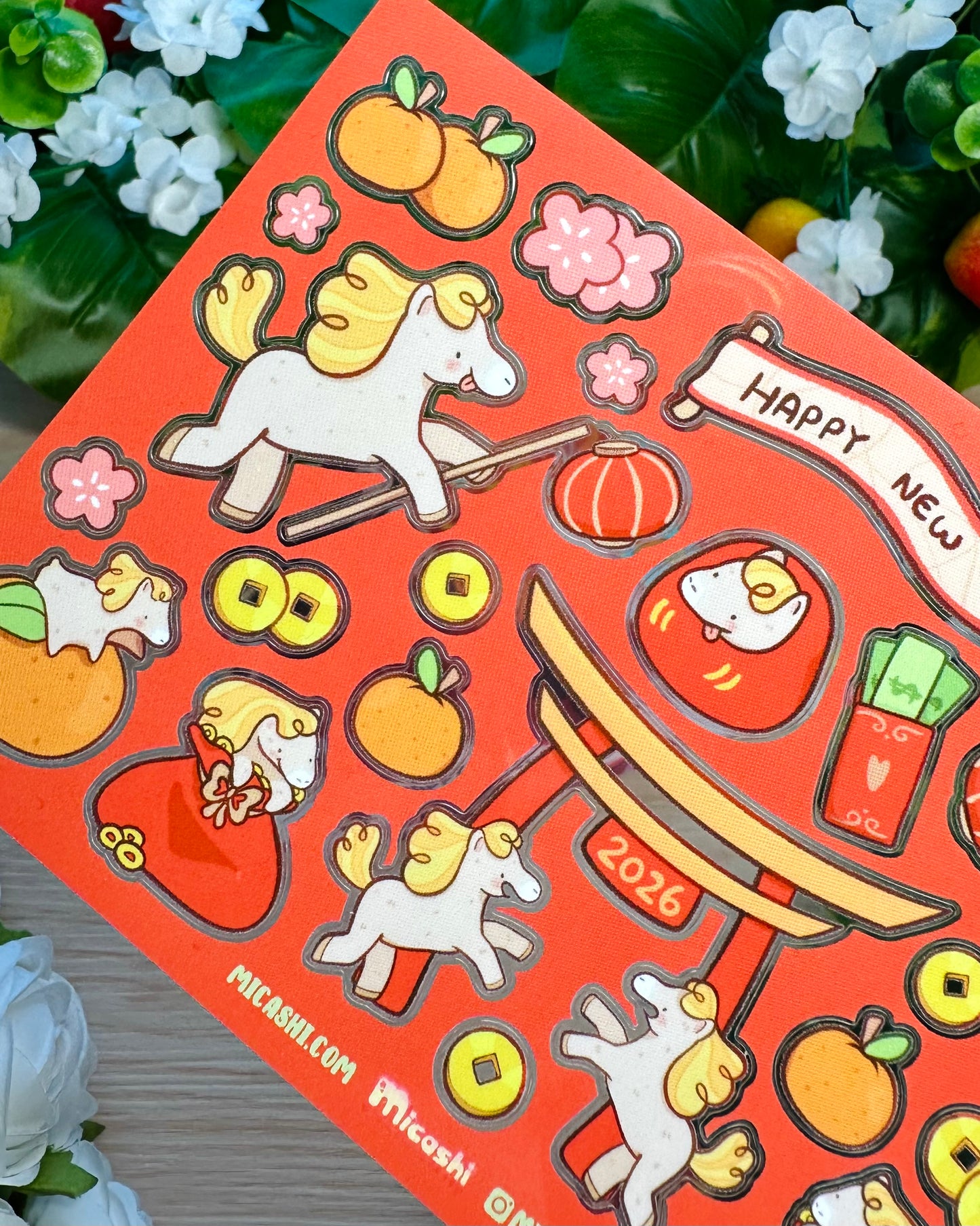 Lunar New Year 2026 Cute Sticker Sheet - Year of the Horse 🐎
