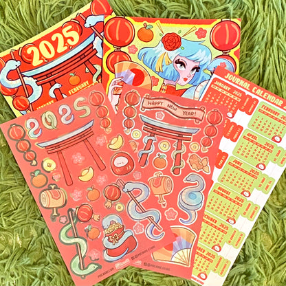 Lunar New Year 2025 Calendar Sticker Sheet -  Year of the Snake🐍