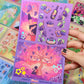 Grape Fruit - Cute Vinyl sticker sheet with holographic foil details, matte laminated remaster