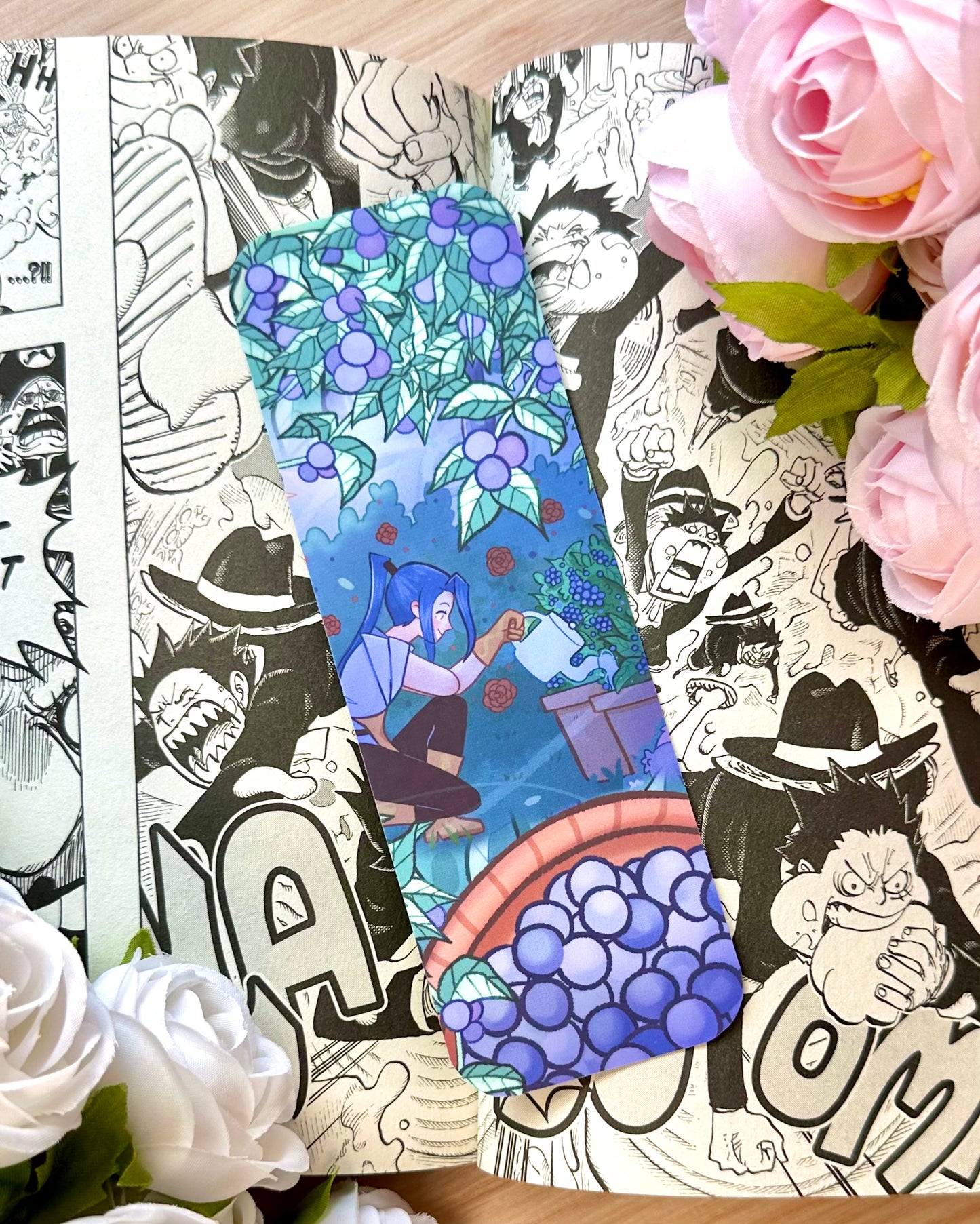 Blueberry Fruit Bookmark - Double Sided  - Matte Laminated - Remaster