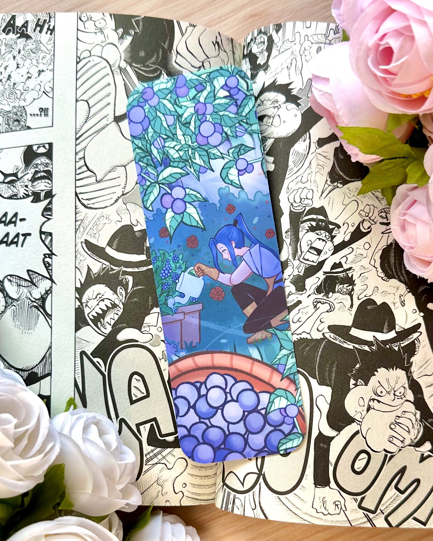 Blueberry Fruit Bookmark - Double Sided  - Matte Laminated - Remaster