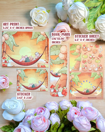 Coconut Fruit - Cute Vinyl sticker sheet with holographic foil details, matte laminated - remaster