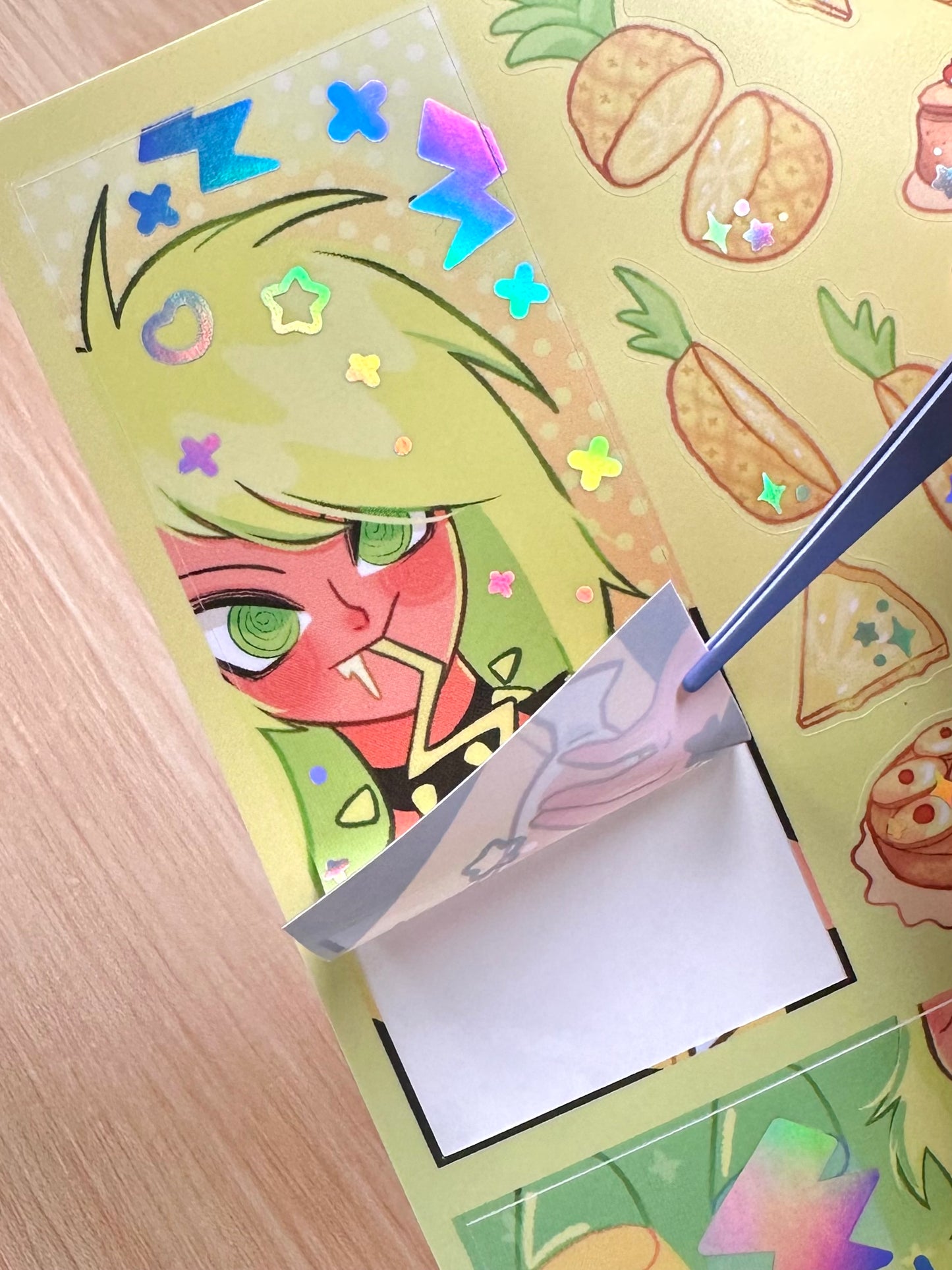 Pineapple Fruit -Vinyl sticker sheet with holographic foil details, matte laminated remaster