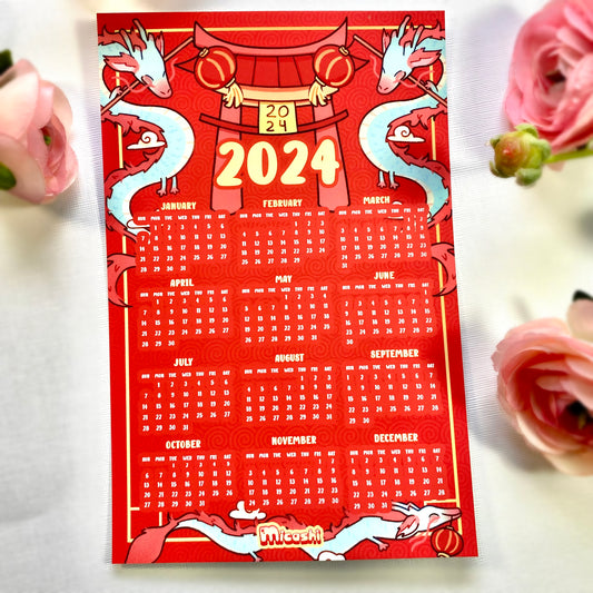 Cute Lunar New Year 2024 Calendar - Year of the dragon - chinese new year