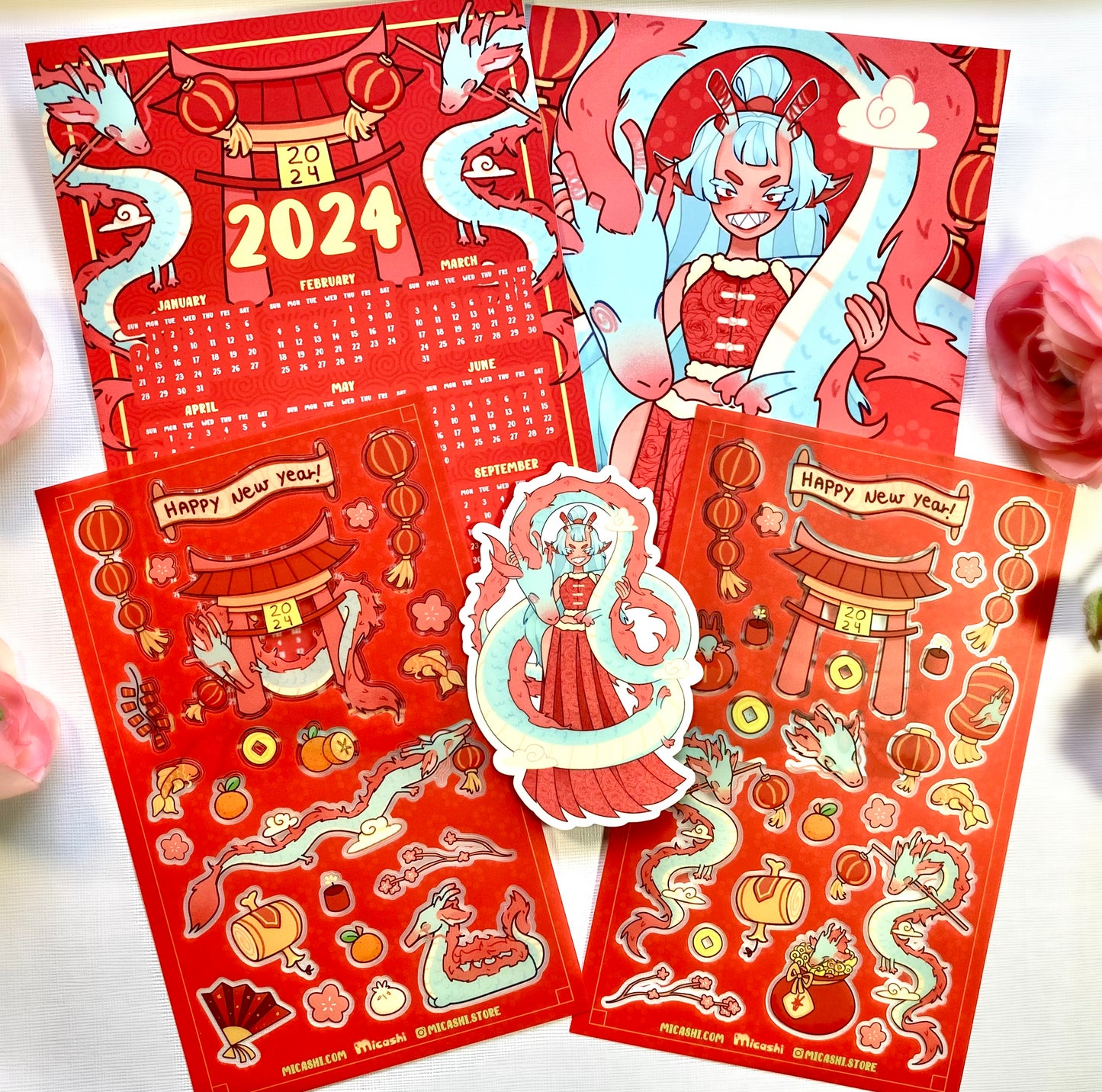 Cute Lunar New Year 2024 Art Print - Year of the dragon - chinese new year