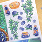 Blueberry Picnic -Vinyl sticker sheet with holographic foil details, matte laminated remaster