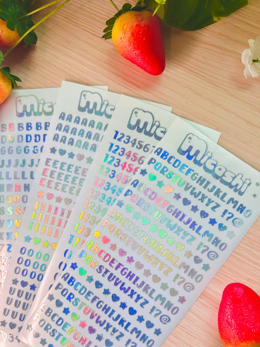 Letter Alphabet Holographic Sticker Sheet